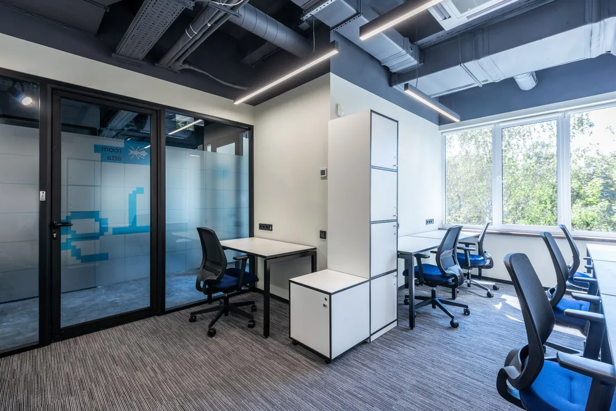 Stock photograph illustrating a bright, modern office; not an Island Contracting project